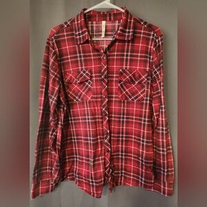 R&B Flannel Shirt, Women's size 1X Red Plaid Flannel Shirt